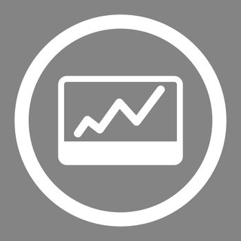 Stock Market vector icon. This flat rounded symbol uses white color and isolated on a gray background.