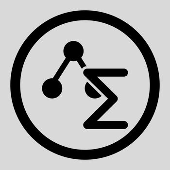 Analysis vector icon. This flat rounded symbol uses black color and isolated on a light gray background.