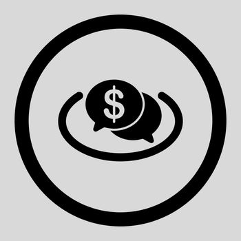 Financial Network vector icon. This flat rounded symbol uses black color and isolated on a light gray background.