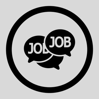 Labor Market vector icon. This flat rounded symbol uses black color and isolated on a light gray background.
