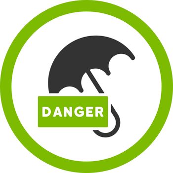 Umbrella vector icon. This flat rounded symbol uses eco green and gray colors and isolated on a white background.