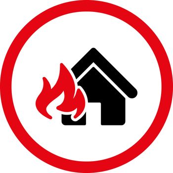 Fire Damage vector icon. This flat rounded symbol uses intensive red and black colors and isolated on a white background.