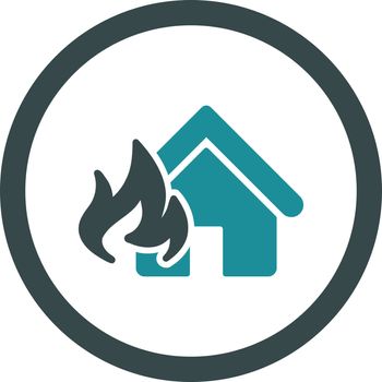 Fire Damage vector icon. This flat rounded symbol uses soft blue colors and isolated on a white background.