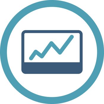 Stock Market vector icon. This flat rounded symbol uses cyan and blue colors and isolated on a white background.