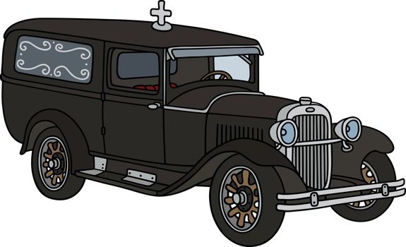 Hand drawing of a vintage funeral car - not a real type