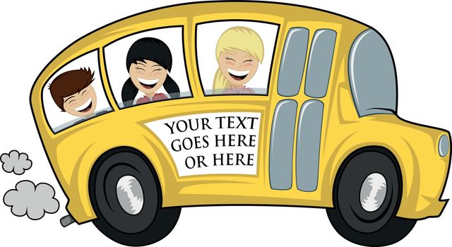 Funny illustration of a (school) bus with children - you can place any text on