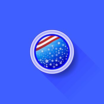 American Icon Isolated on Blue Background. Long Shadow