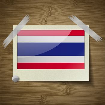 Flags of Thailand at frame on wooden texture. Vector illustration
