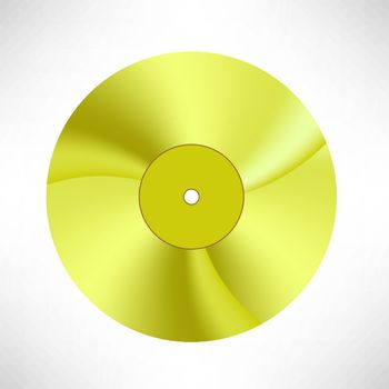 Gold Disc Isolated on White Background. Musical Record. Yellow Vinyl Icon
