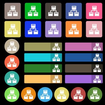 Local Network  icon sign. Set from twenty seven multicolored flat buttons. Vector illustration