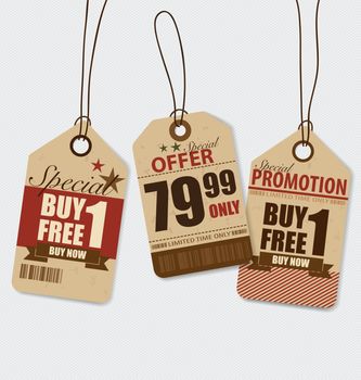 Illustration with set of sale tags.