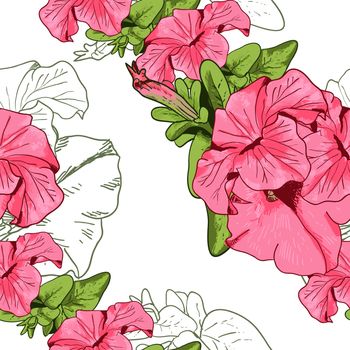 Wildflowers blooming delicate flowers background. Vector illustration