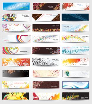 Illustration with a set of colorful and abstract banners.
