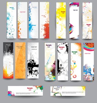Illustration with a set of colorful and abstract banners.