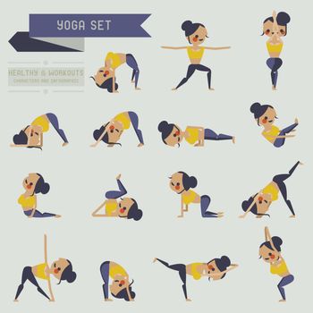 yoga set and info graphic