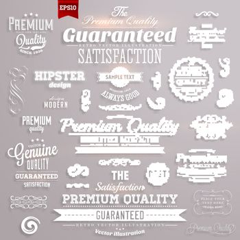 Set of labels with the text or message "premium quality".