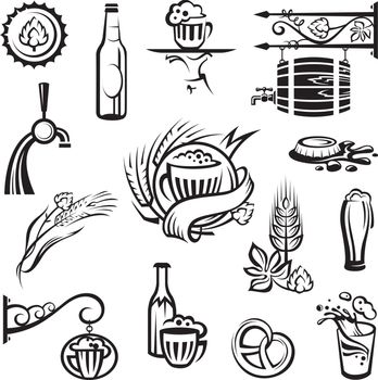 Set of beer elements in this illustration.