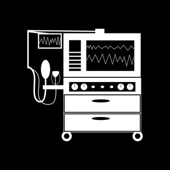Apparatus for lung ventilation medical technology black white silhouette graphics