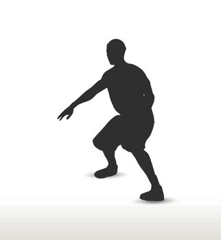 vector image - basketball player silhouette in defense pose, isolated on white background
