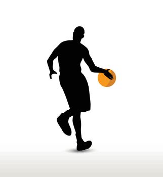 vector image - basketball player silhouette in drible pose, isolated on white background

