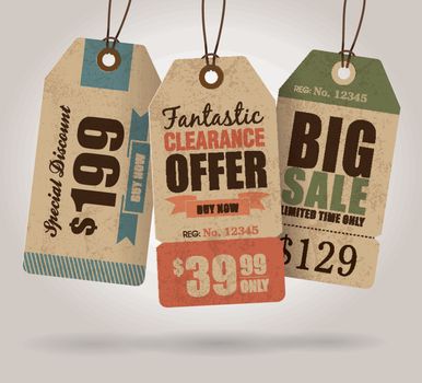 Set of big sale labels in this illustration.