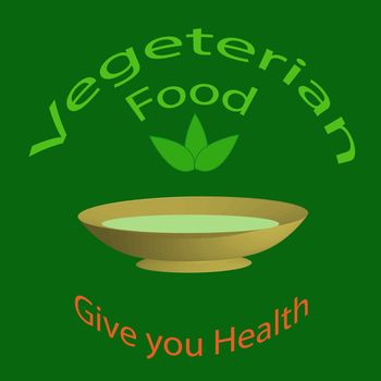 Symbol of Green vegetarian food. Vector illustration.