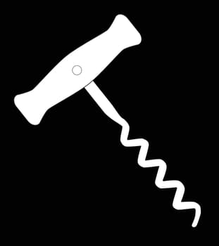 A wooden handled corkscrew over a black background