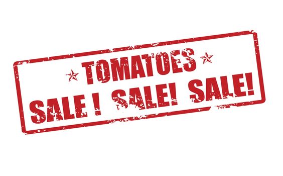 Rubber stamp with text tomatoes sale inside, vector illustration