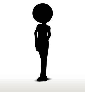 3d man silhouette, isolated on white background, standing
