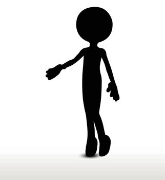 3d man silhouette, isolated on white background, handshake
