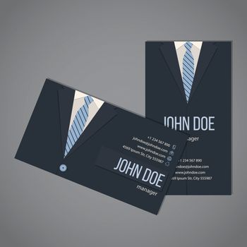 Business suit business card template design in dark and light blue color