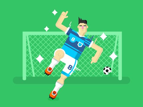 Soccer player. Sport football, team game, goal and competition, character man play. Flat vector illustration