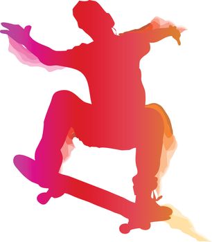 Skaterboarder performing a trick. Vector illustration.