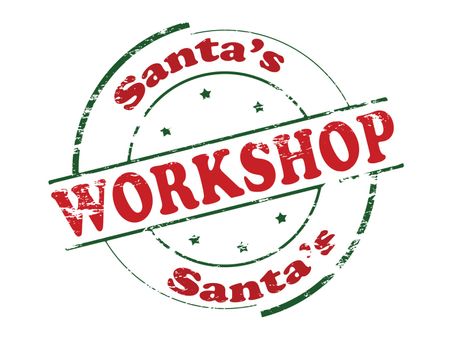 Rubber stamp with text Santa workshop inside, vector illustration
