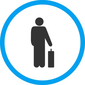 Passenger vector icon. This rounded flat symbol is drawn with blue and gray colors on a white background.