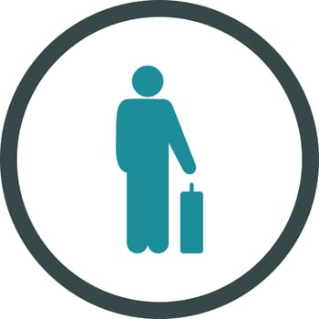 Passenger vector icon. This rounded flat symbol is drawn with soft blue colors on a white background.