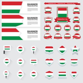hungary independence day, infographic, and label Set.