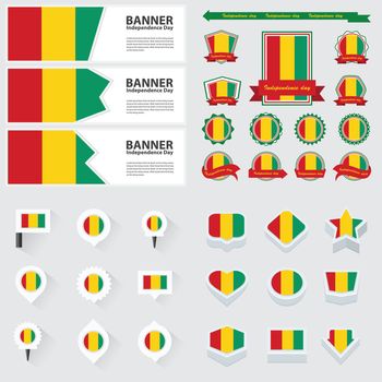 guinea independence day, infographic, and label Set.