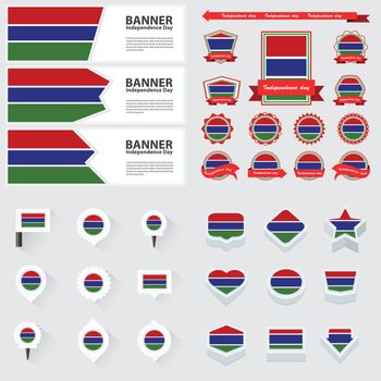 gambia independence day, infographic, and label Set.