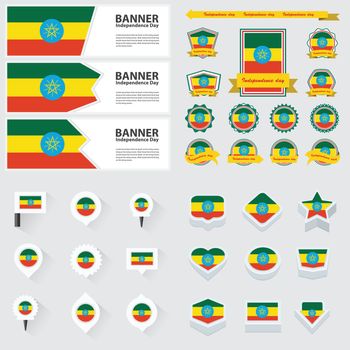 ethiopia independence day, infographic, and label Set.
