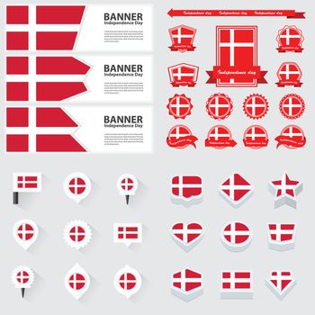 denmark independence day, infographic, and label Set.