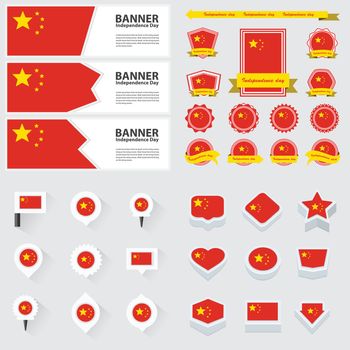 china independence day, infographic, and label Set.