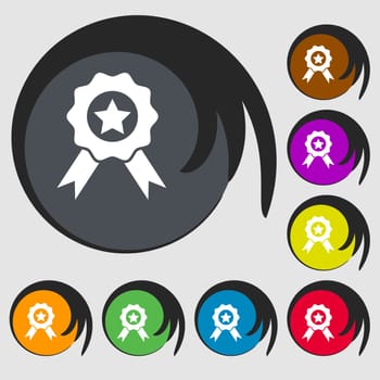 Award, Medal of Honor icon sign. Symbols on eight colored buttons. Vector illustration
