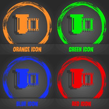 negative films icon symbol.. Fashionable modern style. In the orange, green, blue, red design. Vector illustration