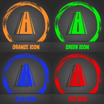 Road icon sign. Fashionable modern style. In the orange, green, blue, red design. Vector illustration