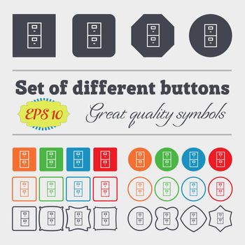Safe sign icon. Deposit lock symbol. Big set of colorful, diverse, high-quality buttons. Vector illustration