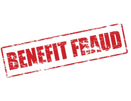 Rubber stamp with text benefit fraud inside, vector illustration
