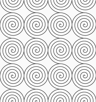 Monochrome abstract geometrical pattern. Modern gray seamless background. Flat simple design.Gray Archimedean spirals.