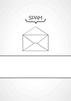 spam envelope on gray gradient background and blank whit label