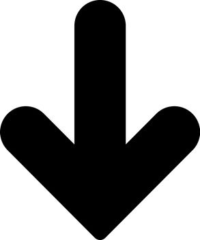 Arrow Down icon from Primitive Set. This isolated flat symbol is drawn with black color on a white background, angles are rounded.